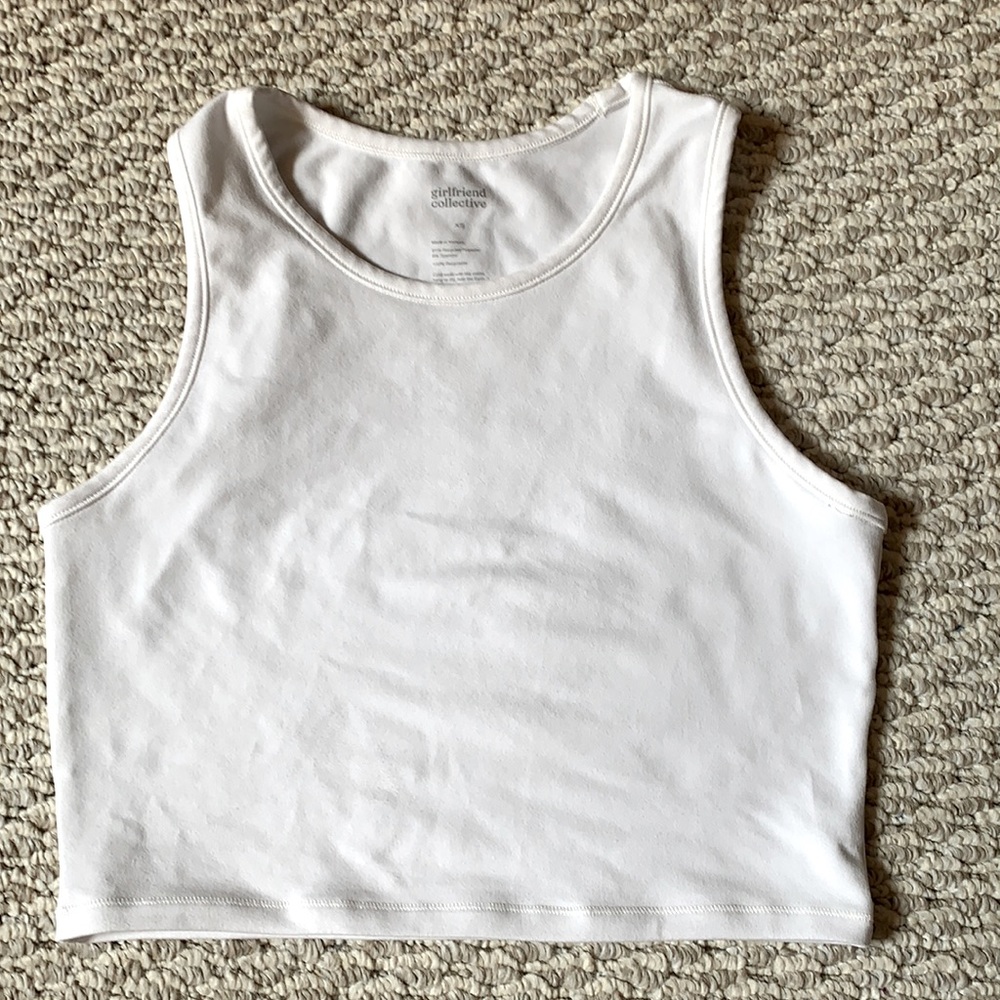 Girlfriend collective white stretch crop top
